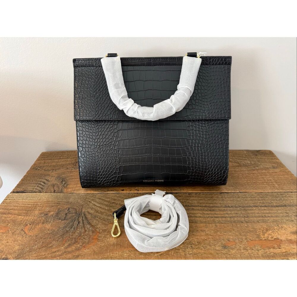 MODERN PICNIC The Large Luncher - Black Croc - NWT Fashionable Lunch Bag - Picture 8 of 12